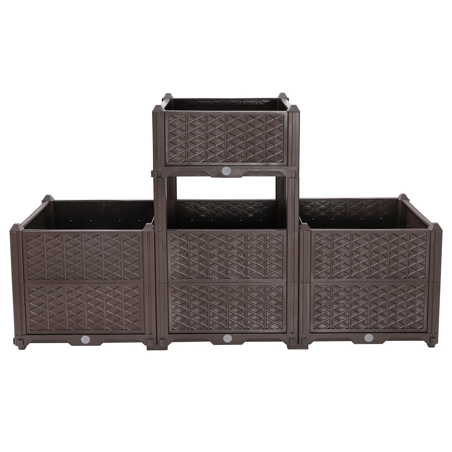 Indoor and outdoor rectangular plastic planting box; planting kit for fresh vegetables, herbs, flowers, and succulents; brown