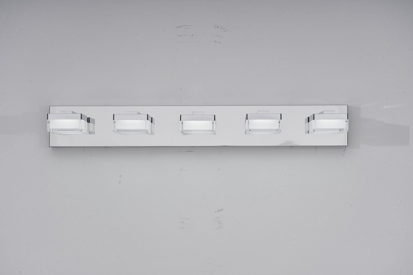 Modern Chrome LED Vanity Light, 5-Lights Wall Sconce for Bathroom and Mirror, Sleek Minimalist Design, Energy-Efficient, Easy to Install