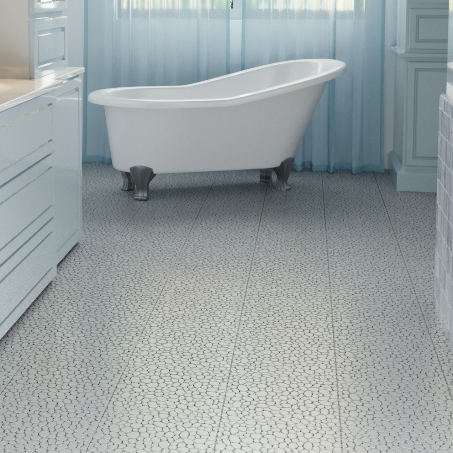 12 x 12 Inch Gray Interlocking Deck Tiles Plastic Waterproof Outdoor All Weather Anti-slip Bathroom Shower Balcony Porch Strong Weight Capacity Upto 440 LBS, Pebble Stone Pattern Pack of 12