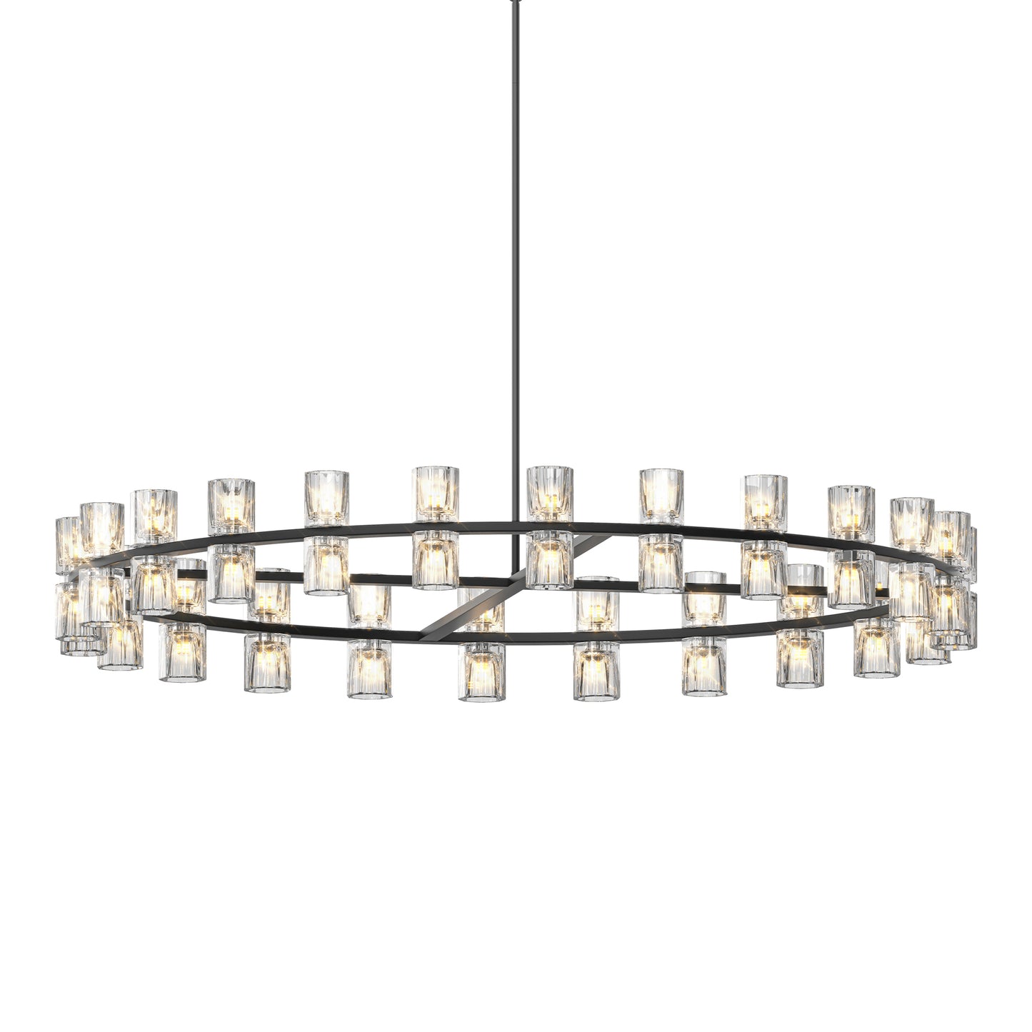 48 Inches Luxury Chandeliers Crystal Living Room Decorative Lights Simple Modern Dining Room LED Lighting,for Home Decor (Bulbs Included) Black
