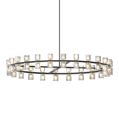 48 Inches Luxury Chandeliers Crystal Living Room Decorative Lights Simple Modern Dining Room LED Lighting,for Home Decor (Bulbs Included) Black