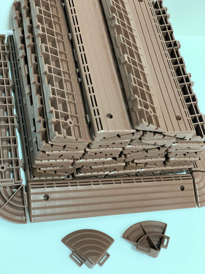 Auxiliary products for splicing plastic floors, 60edge sealing strips and 4corners,  brown