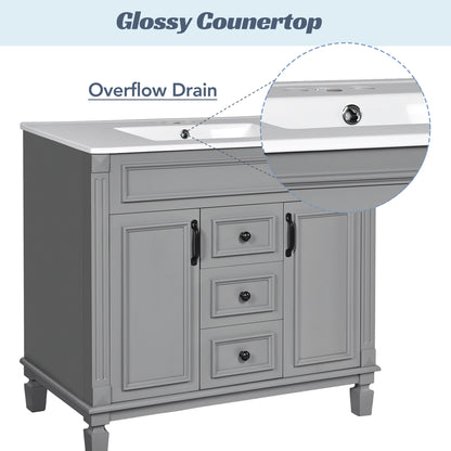 36'' Bathroom Vanity with Top Sink, Modern Bathroom Storage Cabinet with 2 Soft Closing Doors and 2 Drawers, Single Sink Bathroom Vanity