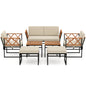 7 Piece Outdoor Conversation Set with Cushions and Bungee Rope Seat-Beige