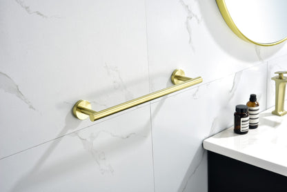 6-Pieces Brushed Gold Bathroom Hardware Set SUS304 Stainless Steel Round Wall Mounted Includes Hand Towel Bar,Toilet Paper Holder,Robe Towel Hooks,Bathroom Accessories Kit