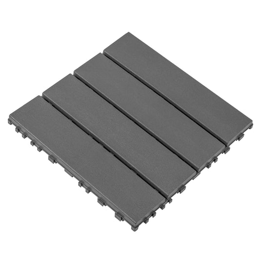 Plastic interlocking decking tiles, 44 packs of terrace decking tiles, 12 inches x 12 inches waterproof for all-weather use, backyard pool decking tiles, dark gray