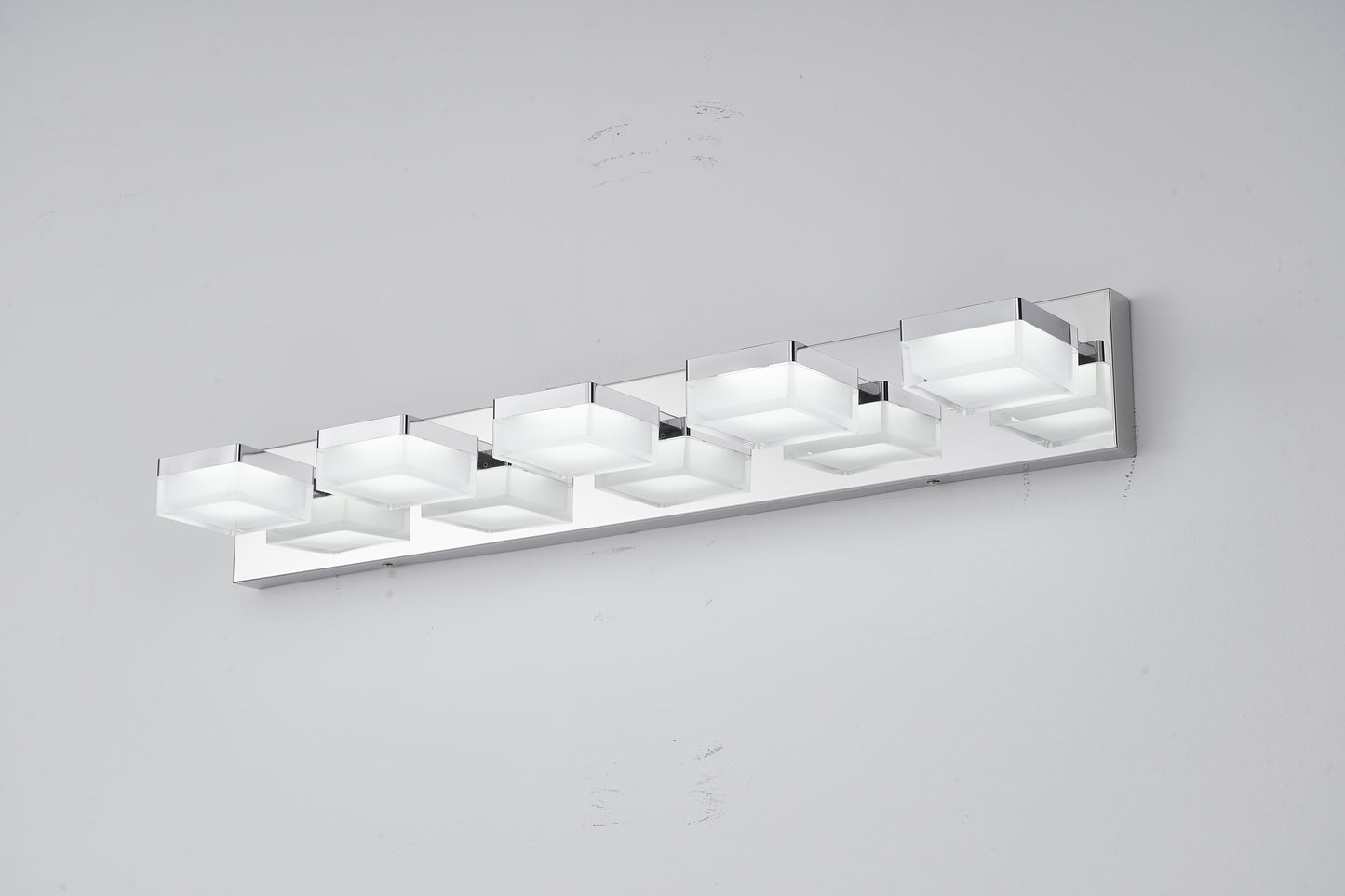 Modern Chrome LED Vanity Light, 5-Lights Wall Sconce for Bathroom and Mirror, Sleek Minimalist Design, Energy-Efficient, Easy to Install