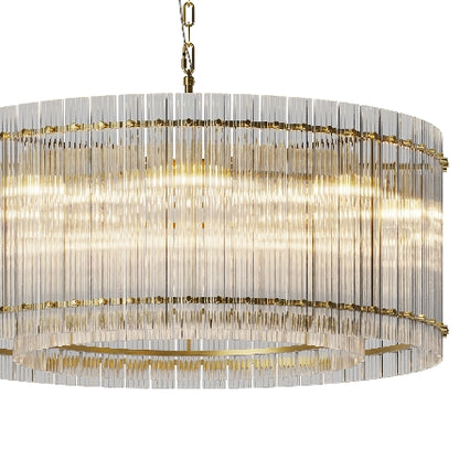 37" Modern Gold Round Chandelier,2-Tier 8-Light Water Ripple Crystal Glass Chandeliers,for Dining Room,Living Room,Bedroom,High Ceiling,Foyer Entryway,Luxury Chandelier