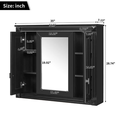 Bathroom Wall Cabinet with Mirror, Wall Mounted Medicine Cabinet with 4 Shelves, Mirrored Door Over Toilet Storage Cabinet
