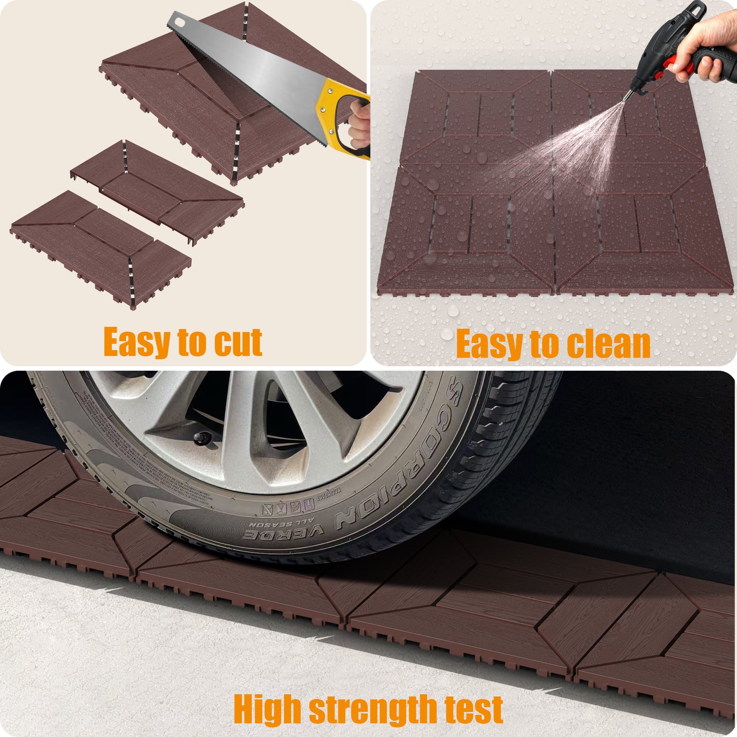 New 12 inch balcony deck tiles, DIY interlocking deck floor tiles, indoor and outdoor floor tiles, easy to install patio tiles, suitable for poolside balcony, backyard, 44 pieces  brown