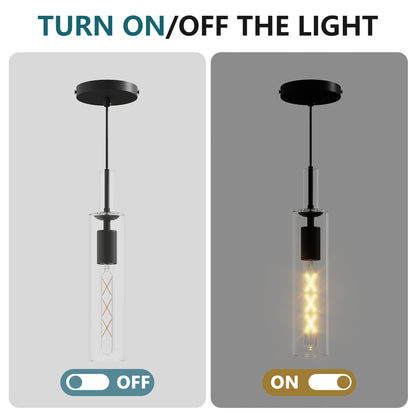 3 Pack Black Pendant Lights Kitchen Island (No Bulbs), Adjustable Modern Glass Pendant Light Over Island, Industrial Pendant Light Fixtures for Dining Room Hallway Bedroom Living Room