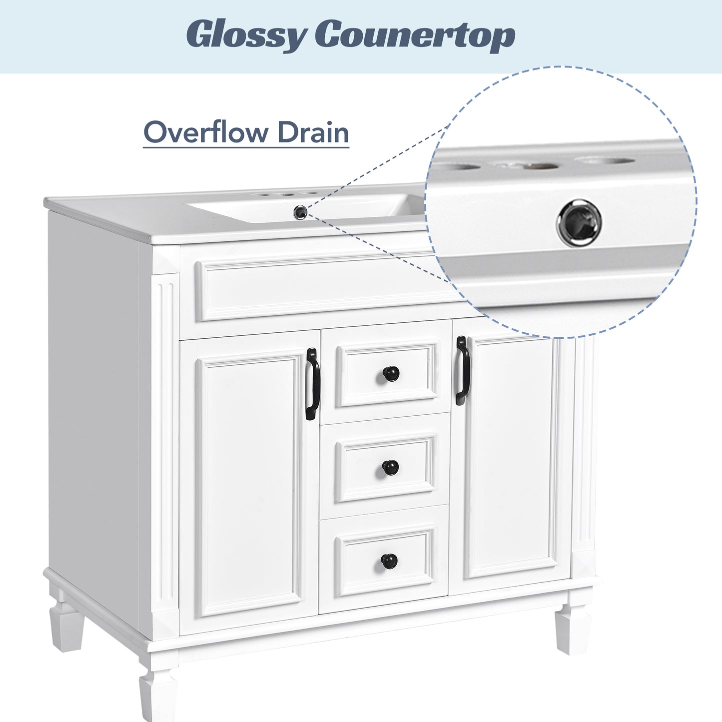 36'' Bathroom Vanity with Top Sink, Modern Bathroom Storage Cabinet with 2 Soft Closing Doors and 2 Drawers, Single Sink Bathroom Vanity