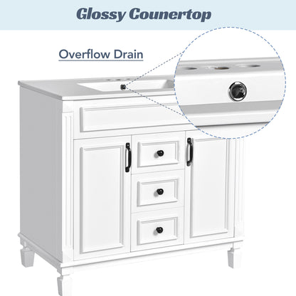 36'' Bathroom Vanity with Top Sink, Modern Bathroom Storage Cabinet with 2 Soft Closing Doors and 2 Drawers, Single Sink Bathroom Vanity