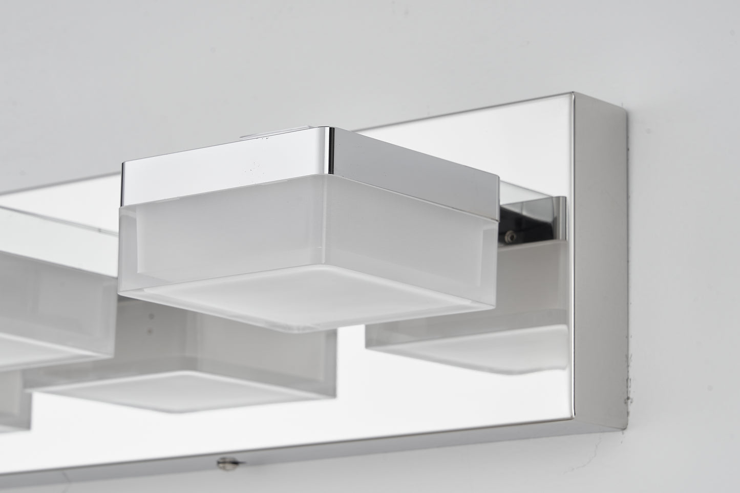 Modern Chrome LED Vanity Light, 4-Lights Wall Sconce for Bathroom and Mirror, Sleek Minimalist Design, Energy-Efficient, Easy to Install