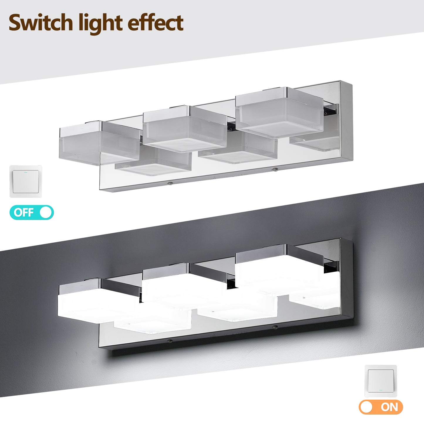 Modern Chrome LED Vanity Light, 3-Lights Wall Sconce for Bathroom and Mirror, Sleek Minimalist Design, Energy-Efficient, Easy to Install