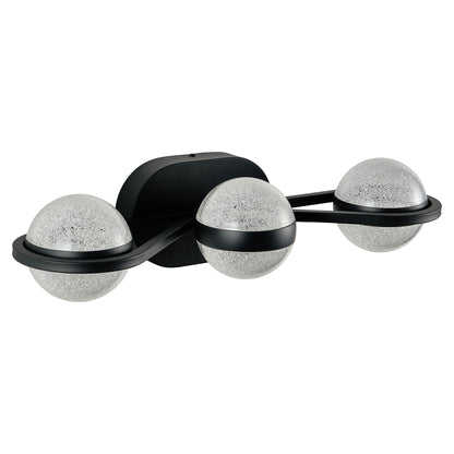 Bathroom Vanity Light, LED 3 Bulb Crystal Sand Acrylic Shades, Wall Mounted Decorative Lighting Fixture, Suitable for Bathroom Vanity Mirror (Black)