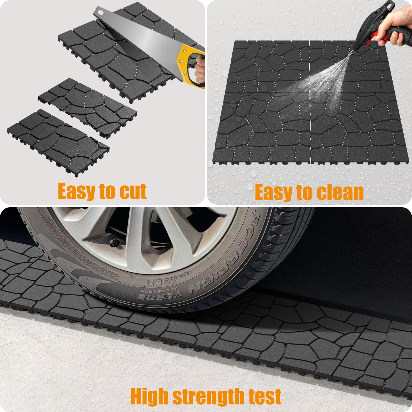 New Stone texture 12" Patio Deck Tiles, DIY Module Interlocking Decking Tiles Floor Tile,Easy and Quick Installation Court Tiles for Porch Poolside Balcony Backyard 44pcs DARK GRAY