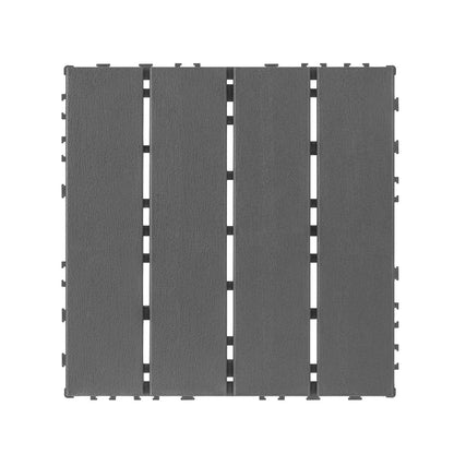 Plastic interlocking decking tiles, 44 packs of terrace decking tiles, 12 inches x 12 inches waterproof for all-weather use, backyard pool decking tiles, dark gray