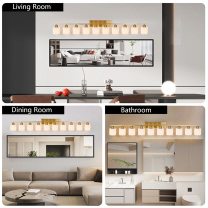 65inch Gold Bathroom Light Fixtures, Modern Bathroom Vanity Light with Milky White Glass Shade, Gold Wall Lamp Sconces for Mirror Bedroom, Living Room Hallway