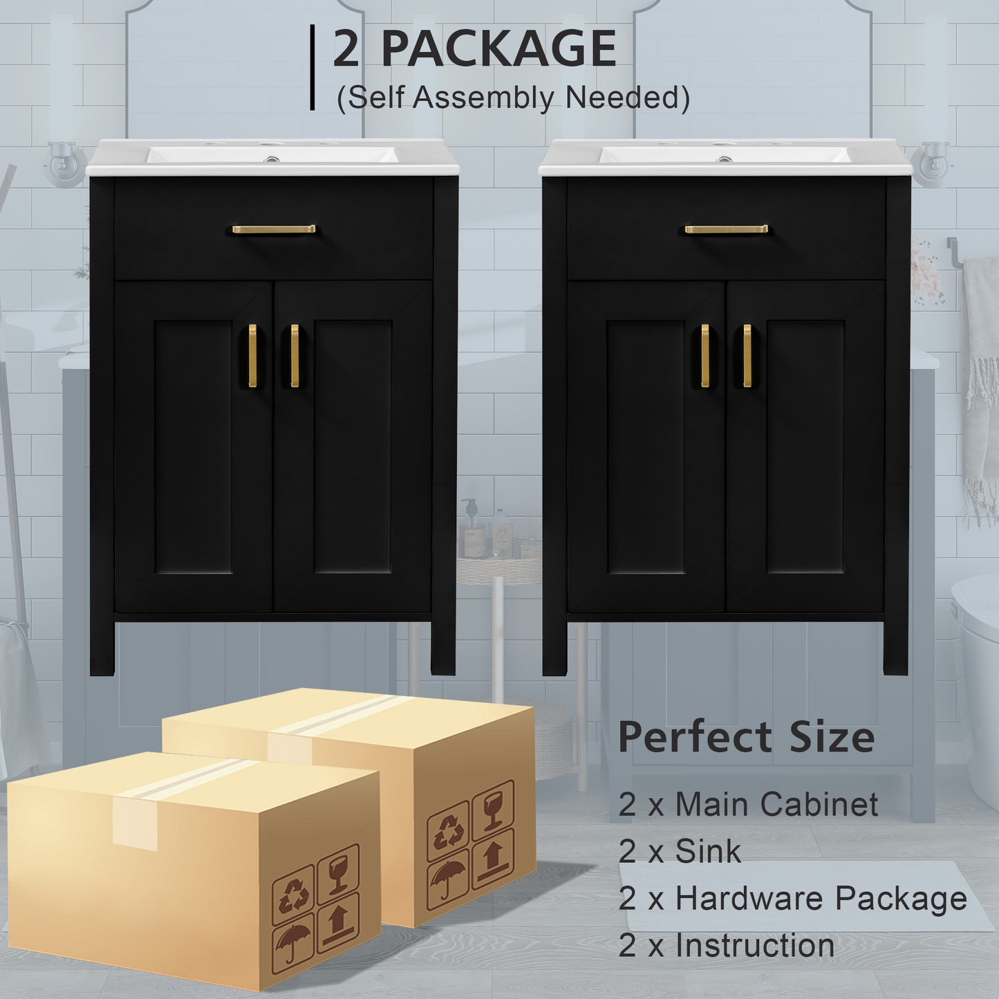 Modern 48-Inch Bathroom Vanity with Ceramic Sink, Soft-Close Doors, Flip Drawer, Double-Layer Door Shelves, Elegant Storage Solution