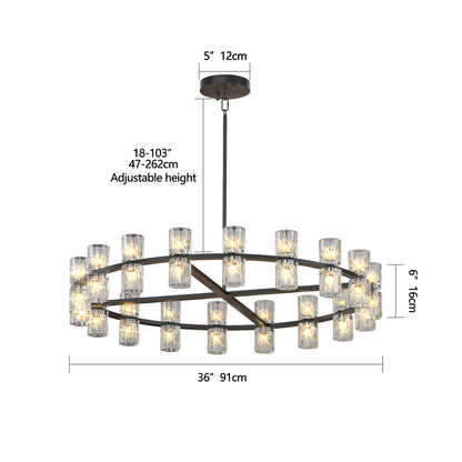 36 Inches Luxury Chandeliers Crystal Living Room Decorative Lights Simple Modern Dining Room LED Lighting,for Home Decor (Bulbs Included)