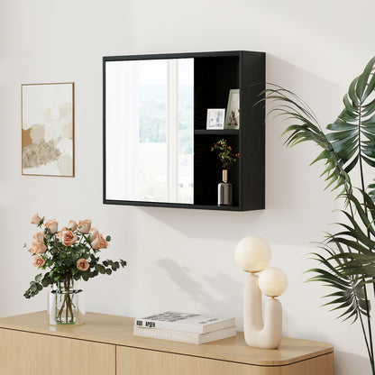 Bathroom Medicine Cabinet with Single Mirror Door-Black