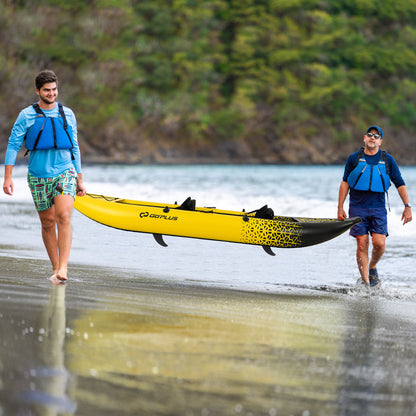 Inflatable 2-person Kayak Set with Aluminium Oars and Repair Kit-Yellow