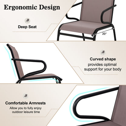 Modern Patio Chairs Set of 2 with Breathable Fabric for Porch-Coffee
