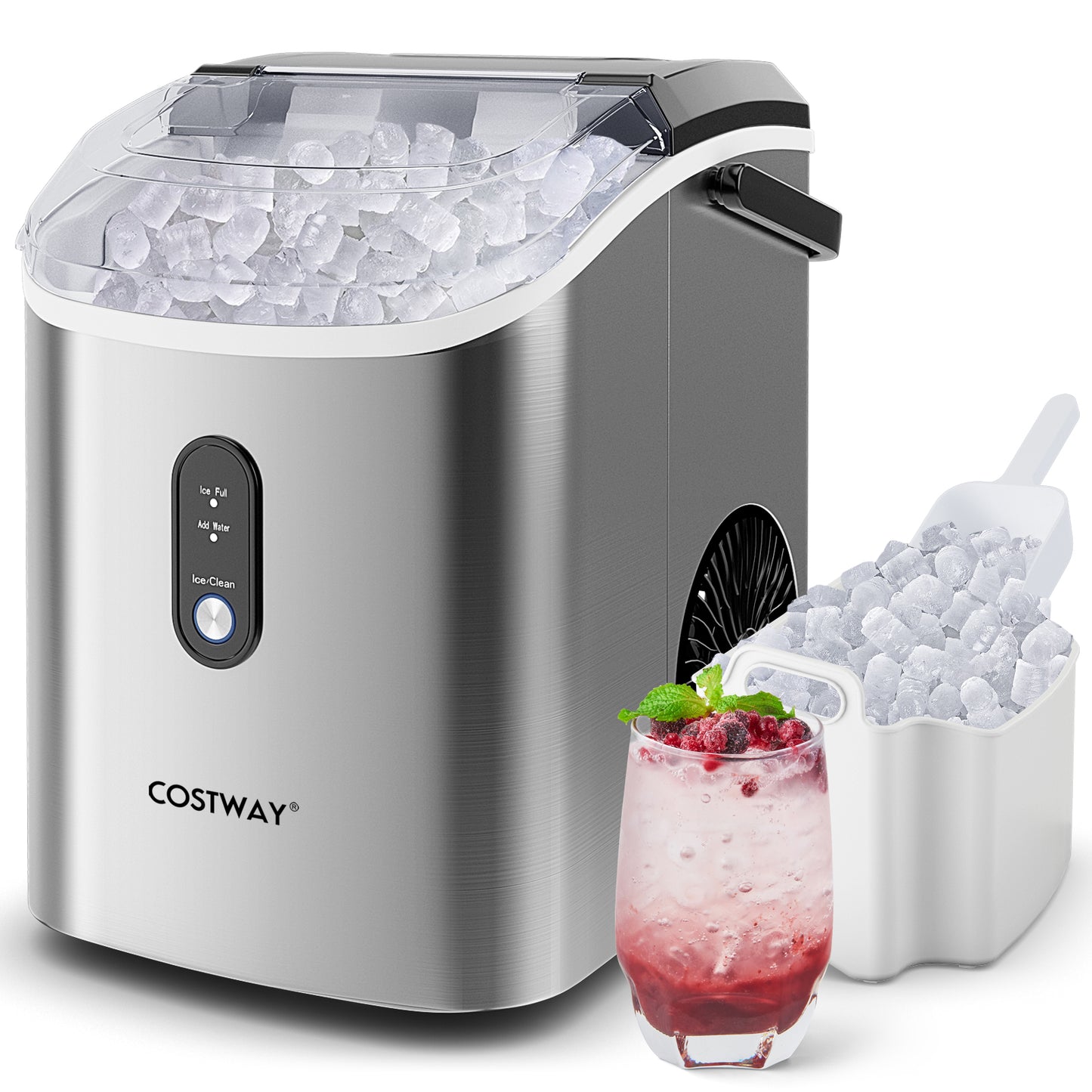 Nugget Countertop Ice Maker with Soft Chewable Pellet Ice-Silver