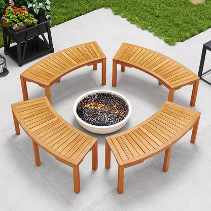 Set of 2 Outdoor Bench Acacia Wood Curved Garden Bench 2-Person