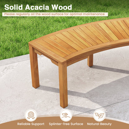 Set of 2 Outdoor Bench Acacia Wood Curved Garden Bench 2-Person