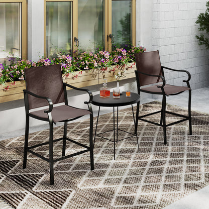 Outdoor Counter Height Bar Stools Set of 2 with Breathable Mesh Fabric
