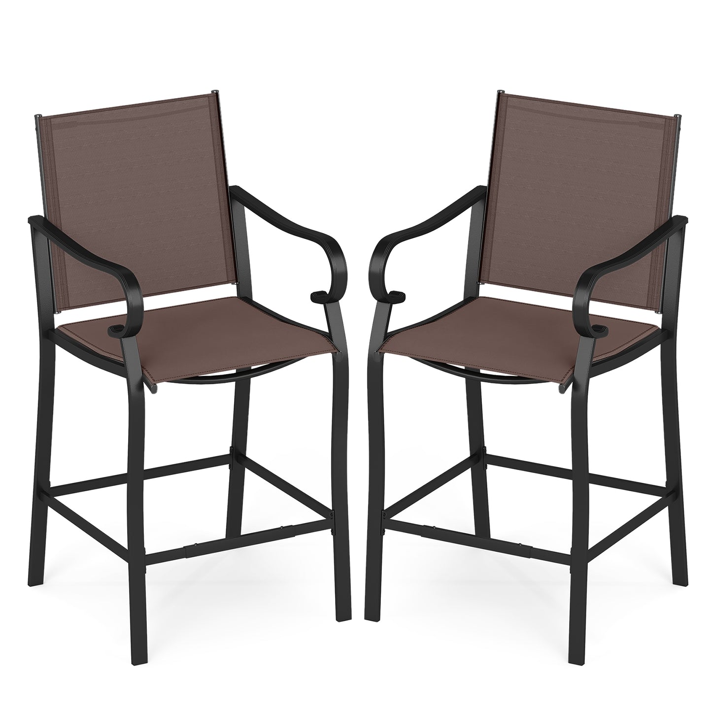 Outdoor Counter Height Bar Stools Set of 2 with Breathable Mesh Fabric