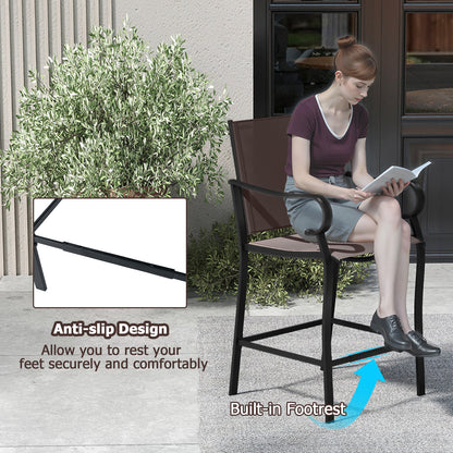Outdoor Counter Height Bar Stools Set of 2 with Breathable Mesh Fabric
