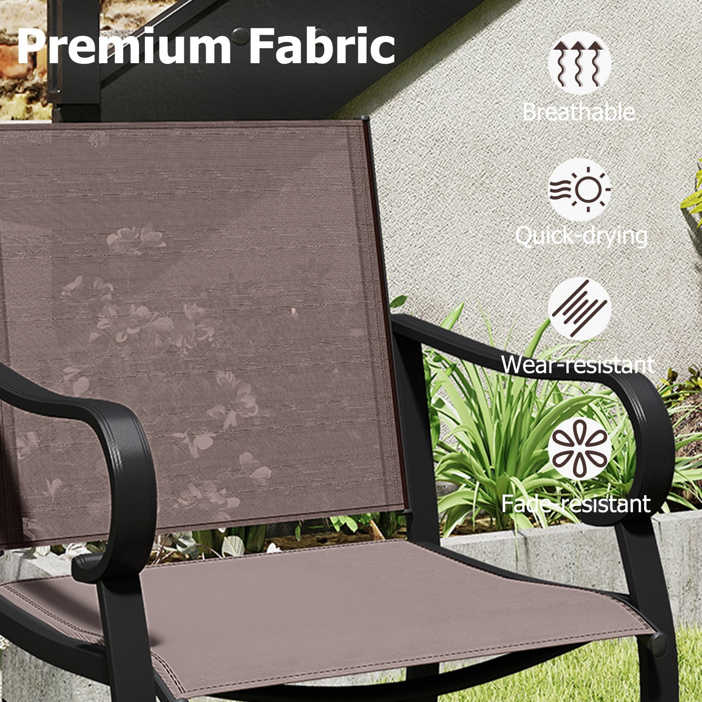 Outdoor Counter Height Bar Stools Set of 2 with Breathable Mesh Fabric
