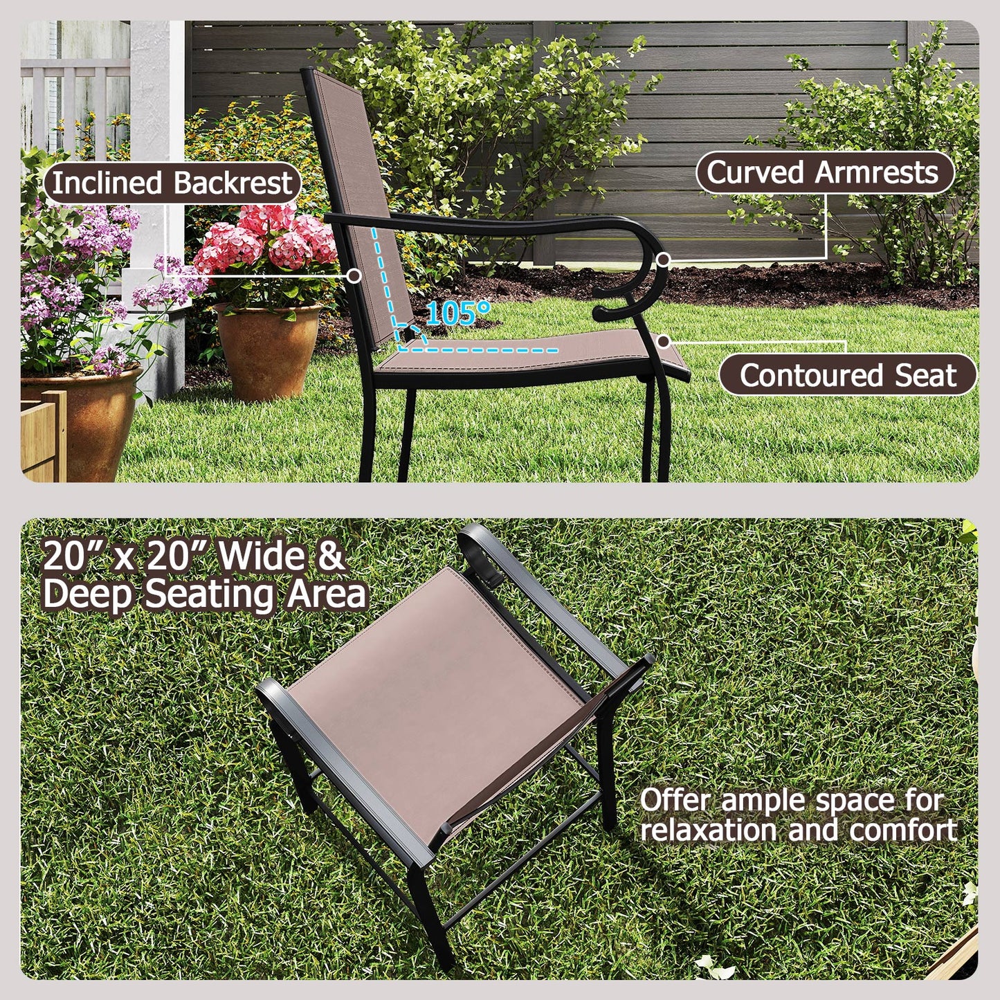 Outdoor Counter Height Bar Stools Set of 2 with Breathable Mesh Fabric