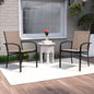 Outdoor Dining Chairs Set of 2 with High Back and Metal Frame-Light Brown