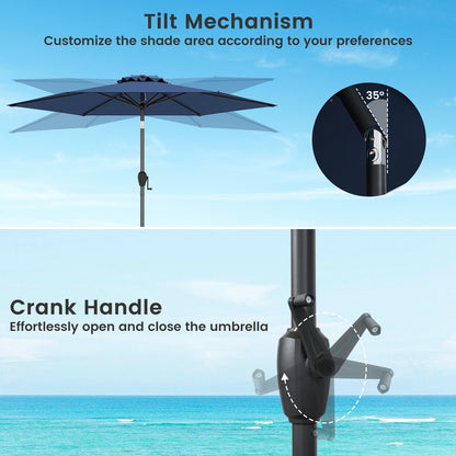 7.5 feet Outdoor Patio Heavy Duty Market Umbrella with Push Button Tilt-Navy