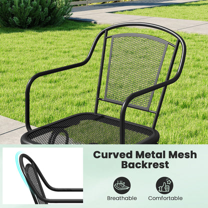Outdoor Rocking Chair Set of 2 with Mesh Backrest and Seat for Yard-Black