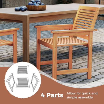 Patio Chairs Set of 2 with Inclined Backrests and Slatted Seats