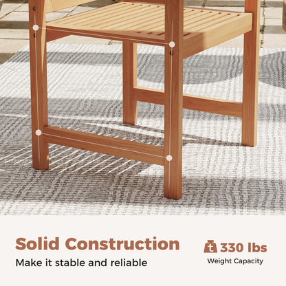 Patio Chairs Set of 2 with Inclined Backrests and Slatted Seats