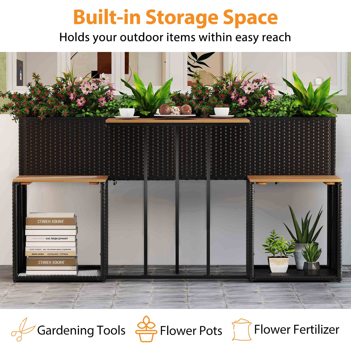 Patio Furniture Set with Raised Garden Bed for Porch and Yard