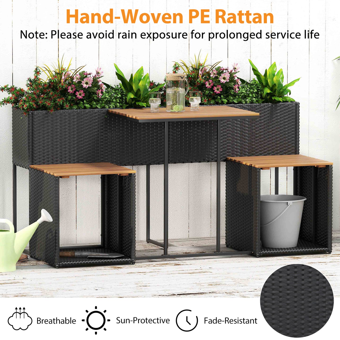 Patio Furniture Set with Raised Garden Bed for Porch and Yard
