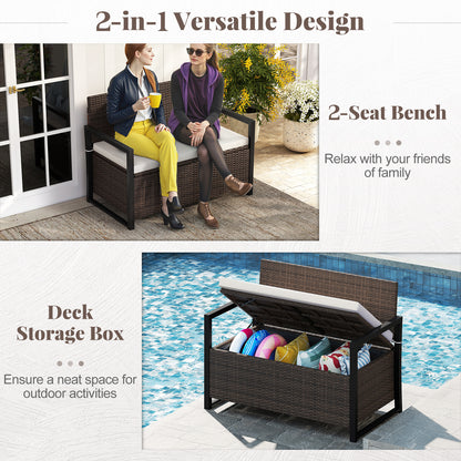 Patio Storage Bench-Mix Brown and Off White