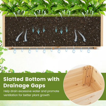 Raised Garden Bed Wooden Elevated Planter Box with Hanging Roof-L