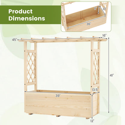 Raised Garden Bed Wooden Elevated Planter Box with Hanging Roof-L