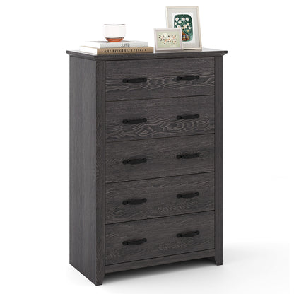 Tall Storage Dresser with 5 Pull-out Drawers for Bedroom Living Room-Gray
