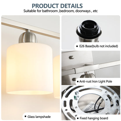 10-Light Bathroom Light Fixtures, 6552inch Nickel Vanity Light with Milky White Glass Shade, Modern Bathroom Wall Lights Over Mirror, Farmhouse Wall Sconces Lighting for Bedroom Living Room