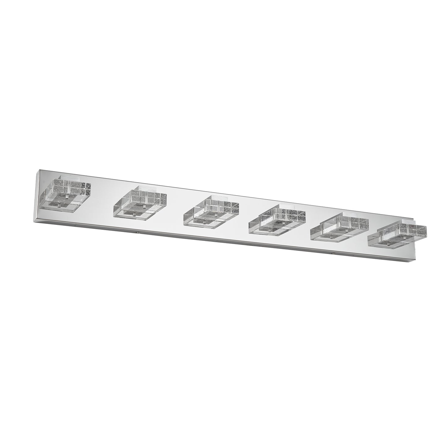 38" Modern Chrome 6-Light LED Vanity Light, Square Acrylic Lampshades Wall Mount Fixture for Bathroom, Mirror Lighting