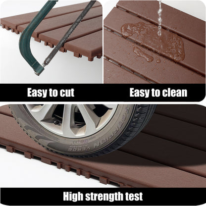 24 pieces of dark gray outdoor terrace deck tiles, DIY interlocking decking floor tiles, easy to install patio tiles, suitable for indoor and outdoor balcony backyard poolside ,Brown